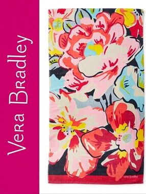 VERA BRADLEY Beach Towel - Tossed Posies Pattern - New With Tags